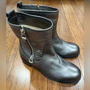 Jimmy Choo Dondo Metallic Grainy Leather Biker Ankle Boot